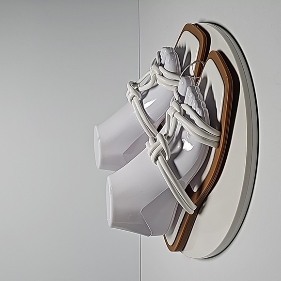 Azalea Wang Stetson Sandals Slides Tubular Straps Knotted Square Toe White 10 - Picture 1 of 13